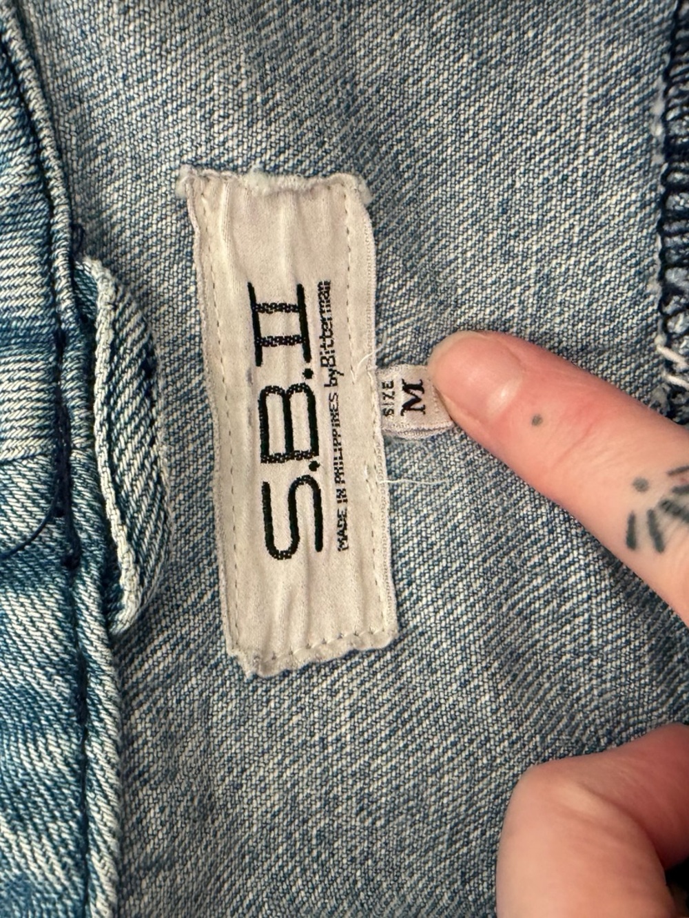 Vintage S.B.II Denim Moto Jacket Medium Puff Sleeve Acid Wash 80s 90s - Picture 3 of 4